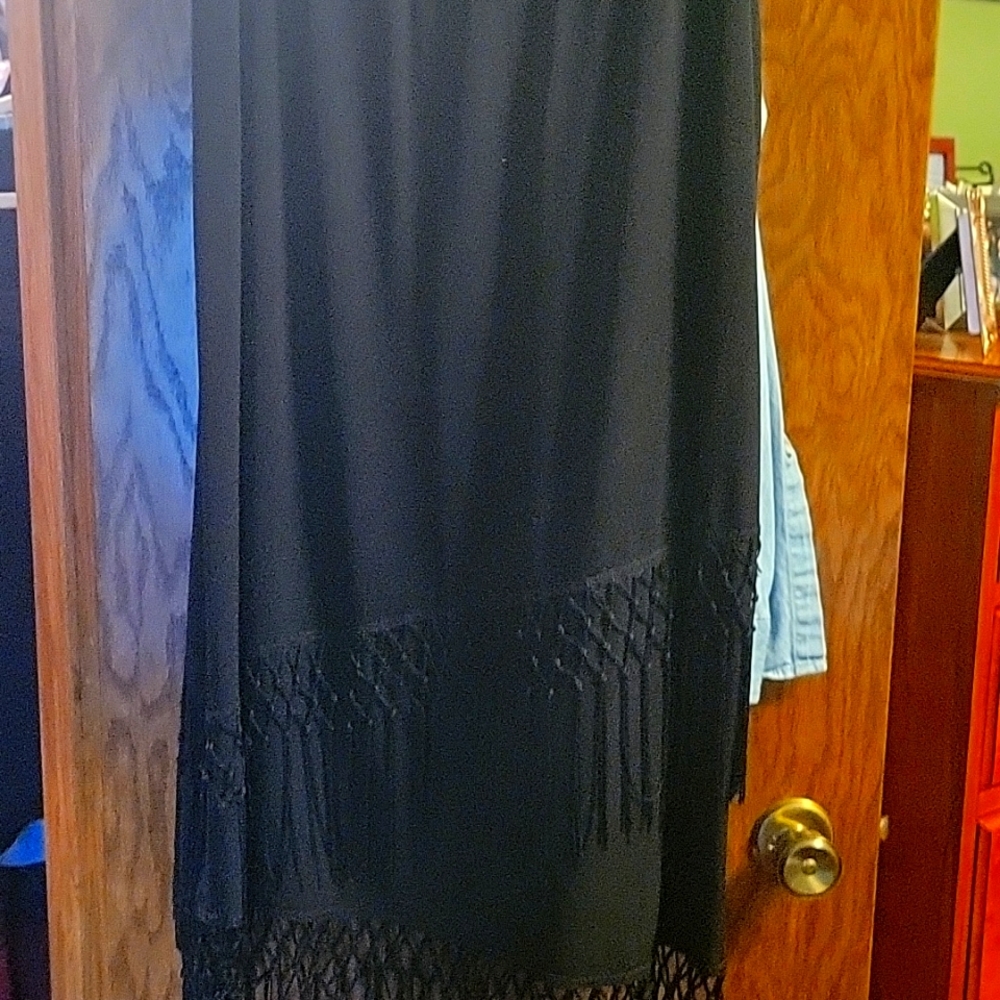 Chicos black skirt with fringe
